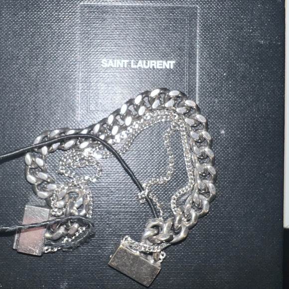 Saint Laurent Bracelet Silver and Cotton Chain - Picture 2 of 8